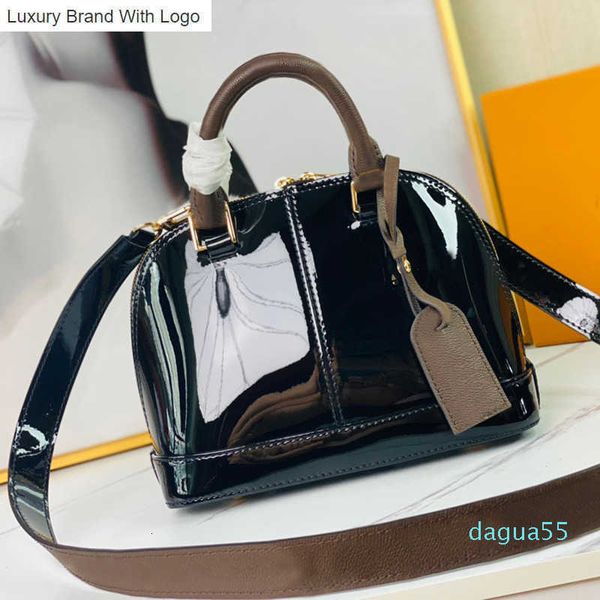 

l bag handbags shell bag damier patent leather grid handbags women shoulder canvas crossbody purse 898g, Black