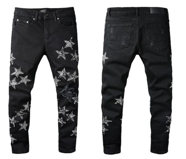 

2022ss european and american men039s designer ripped jeans hiphop high street fashion fashion brand cycling motorcycle embroid8765731, Blue