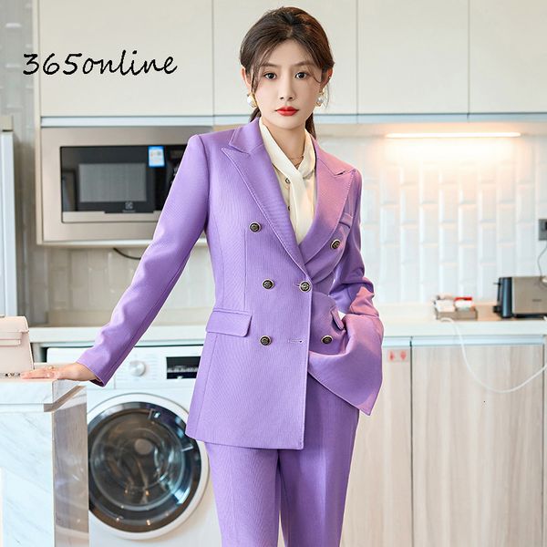 

women's suits blazers elegant purple formal uniform styles women autumn winter business suits with pants and jackets coat professional, White;black