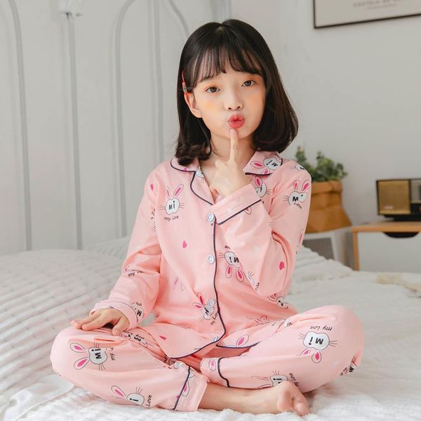

pajamas girls pajamas toddler girl pajama set spring clothes set children pyjamas nightwear sleepwear rabbit print korean pijama outfits 230, Blue;red