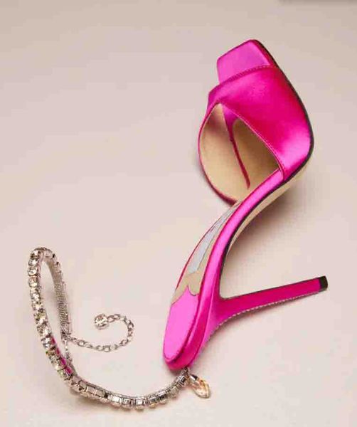 

luxury wedding party dress bridal sandals saeda satin crystal ankle-strap sandal embellished stiletto heel open toe women shoes with box, Black