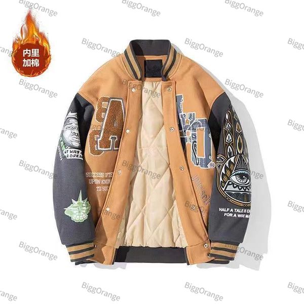 

men's jackets autumn and winter men women highend american hiphop style baseball uniform jacket trend hsome loose couple 230309, Black;brown