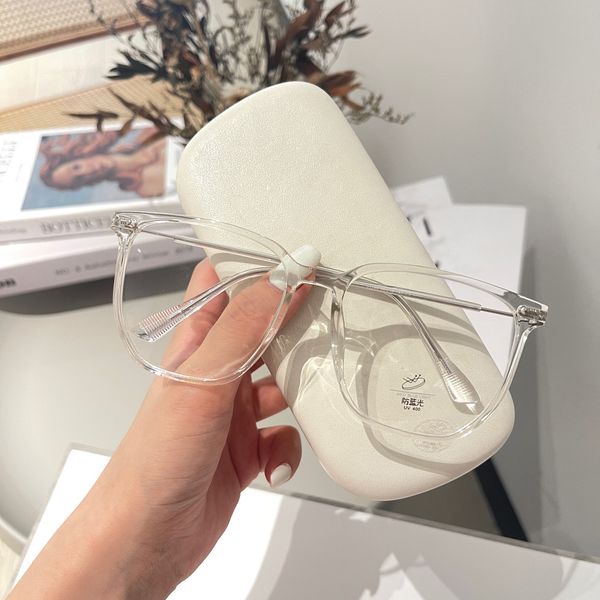 

new large frame retro square frame polygon glasses frame fashion korean style for men and women big face thin face with myopic glasses optio, Silver