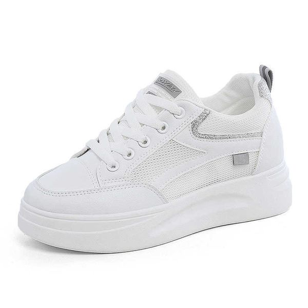 

dress shoes mesh breathable women's shoes 2023 new summer and autumn inner height mesh shoes for women thick soles versatile sneakers f, Black