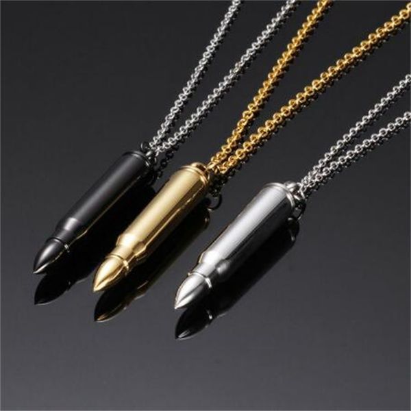 

new bullet pendant necklace men's retirement memorial titanium steel necklace gift for boyfriend ae579, Silver