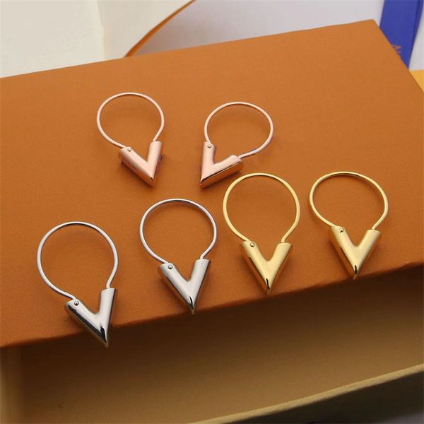 

fashion gold hoop earrings women street hoops letter stud woman earings silver rose stainless steel luxury designer earrings womens huggie, Golden;silver