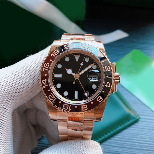 

sprite dial mens watch automatic sapphire 904l stainless steel designer sports watch luxury luminous waterproof gmt montre de luxe root beer, Slivery;brown