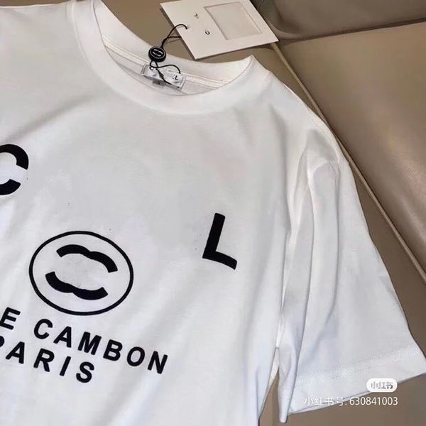 

designer haute coutureadvanced version womens t-shirt 2023 france trendy clothing c letter graphic print couple fashion cotton round ss, White