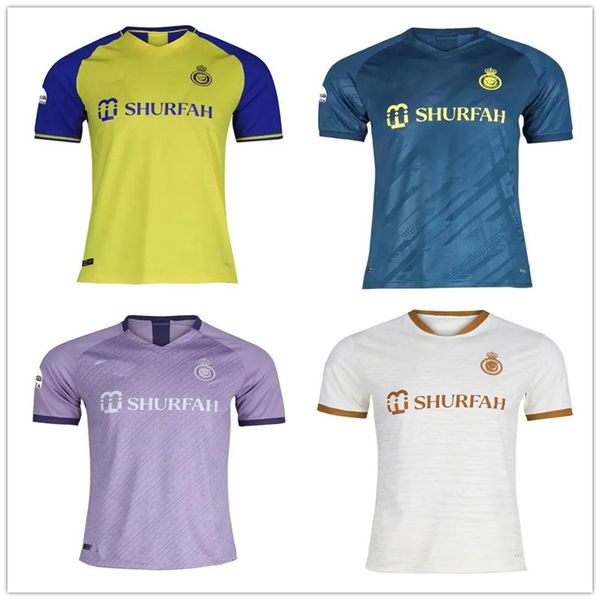 

22 23 al nassr soccer jerseys shabab saudi talisca gonzalo ronaldo men kids kit uniform 22 23 home yellow cr7 boys football shirt away, White;black