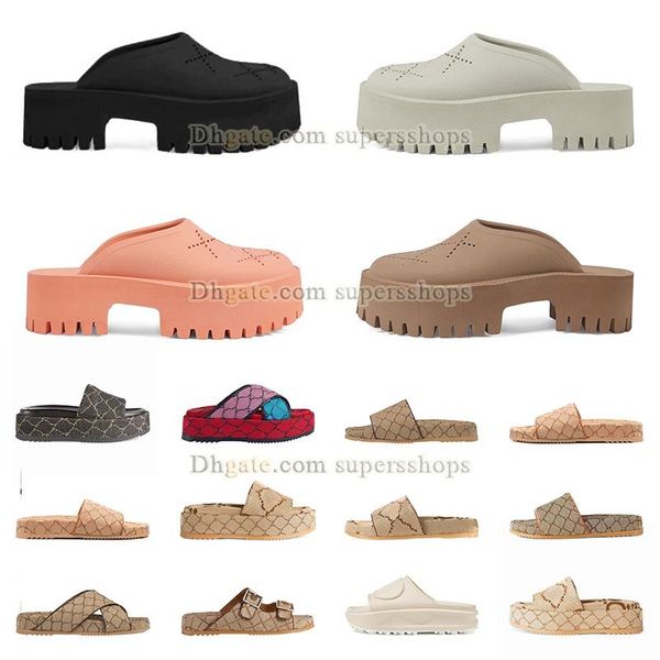 

famous g mens womens sandals waterproof slippers slide flat high heels flip flops embroidered platform rubber sandal leather shoal summer dh, Black