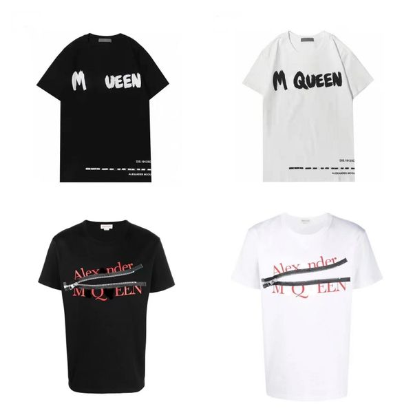

mens t shirts letter print t shirts luxury fashion designer summer mcqueen white and black short sleeve size s-5xl, White;black