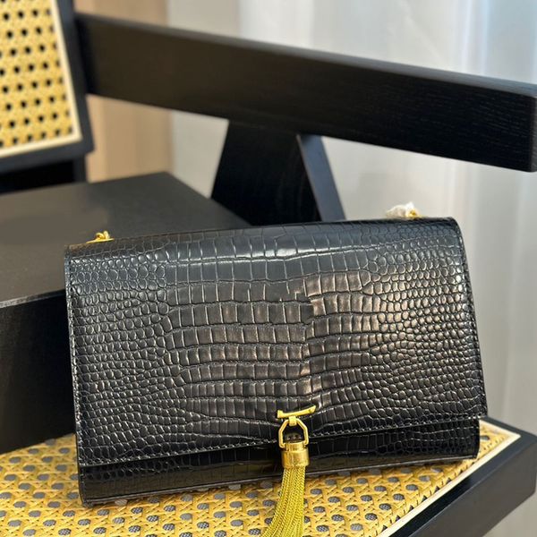 

chains crossbody bag envelope clutch bags tassel handbag purse alligator leather women flap wallets fashion metal letters sliding strap plai