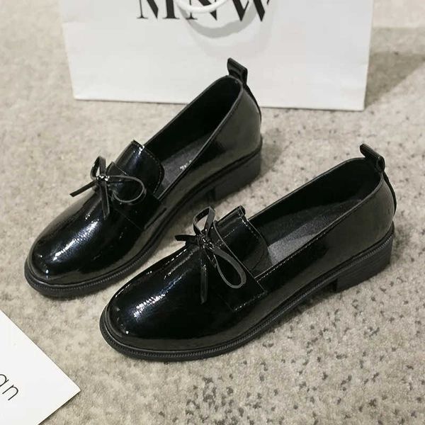 

dress shoes lady concise oxford mules shoes women retro designer bowknot goth black flats platform wedges slip on patent leather loafers j23