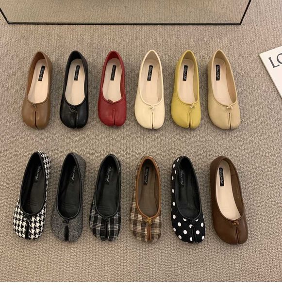 

dress shoes woman microfiber leather comfy flats split toe slippers soft bottom loafers brief ladies moccasins tabi ninja shoes 12 colors j2, Black