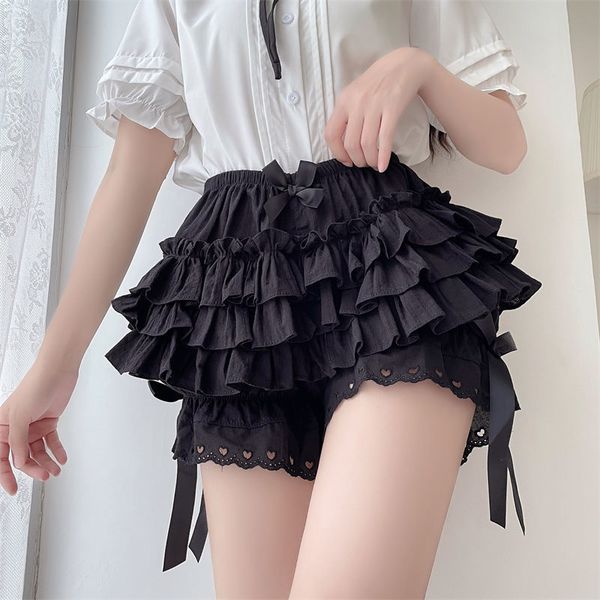 

women's leggings black white ruffle knickers women kawaii pumpkin panties cute lace bowknot lolita safety shorts pants vintage victoria