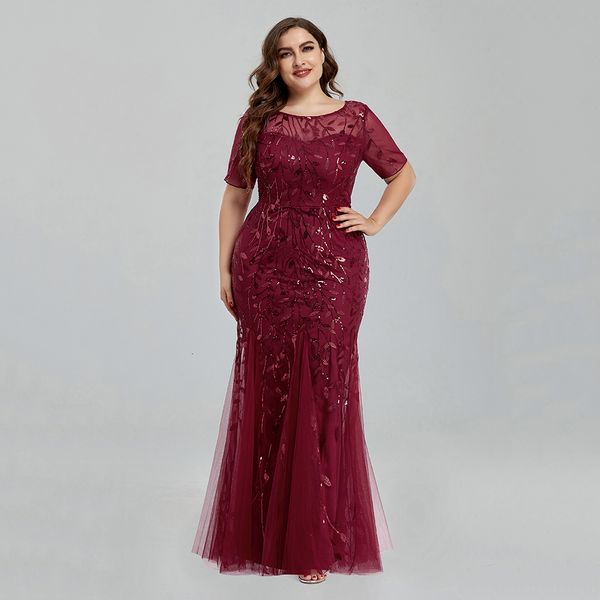 

party dresse plus size sequin mesh embroidery mermaid evening formal short sleeve elegant prom gowns long 230310, White;black