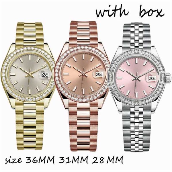 

luxury watches diamond watch designer womens automatic rose gold date size 36mm 31mm 28mm sapphire glass waterproof montres pour dames ladie, Slivery;black
