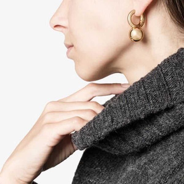 

earings women's pearl plated earrings with round earrings, Golden