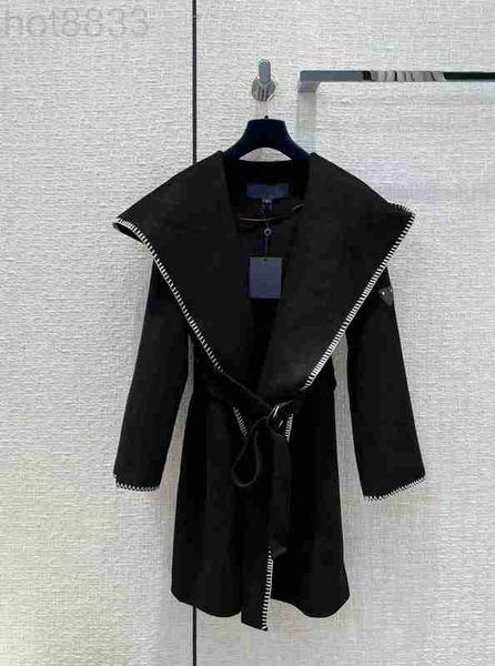 

women's wool & blends designer milan runway new autumn winter hooded long sleeve coat brand same style outerwear zpd8, Black