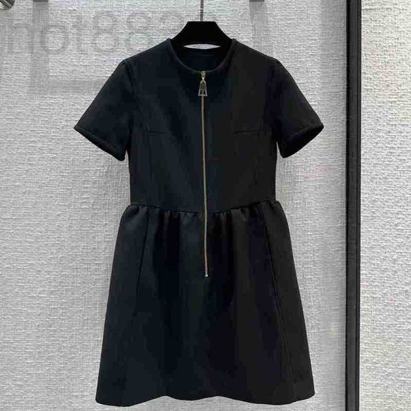

runway dresses designer brand same style 2023 spring summer o neck short sleeve fashion dress women's dojq, Black
