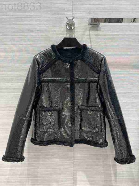 

women's leather & faux designer milan runway 2023 new spring o neck long sleeve panelled coats brand same style jackets wutr, Black