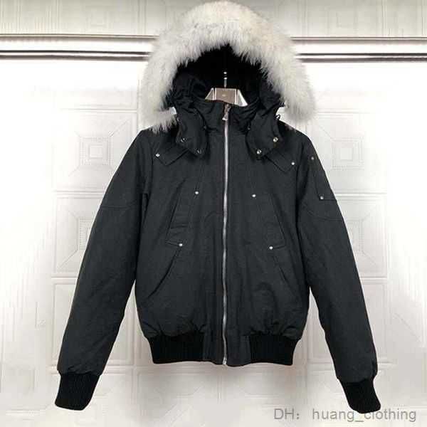 

mooses men's down & parkas puffy jacket fur hooded parka winter jackets casual mens outwear outdoor doudoune man coat s filled quilted, Black