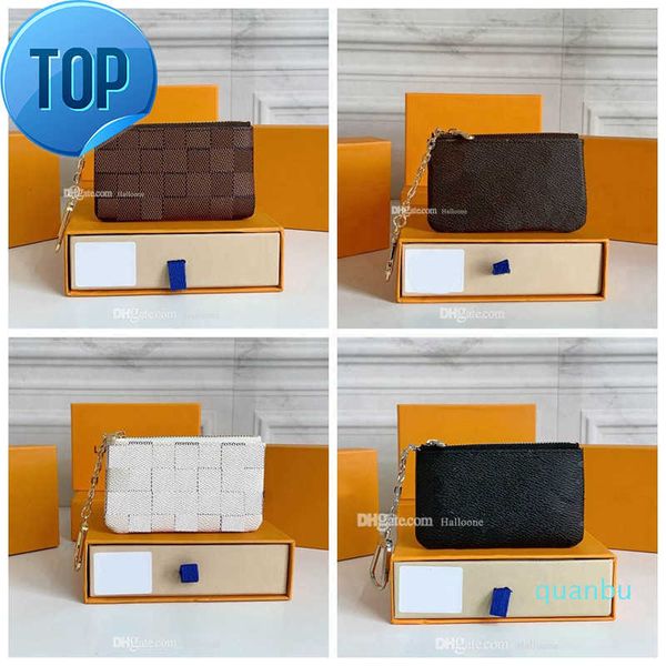 

2021 classic designer letter wallet keychain keyring fashion purse pendant car chain charm brown flower box, Silver