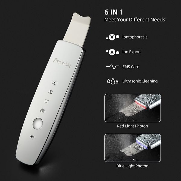 

cleaning tools accessories ems ultrasound scrubber shovel ion led light therapy face anti acne wrinkle removal blackhead cleansing beauty ma