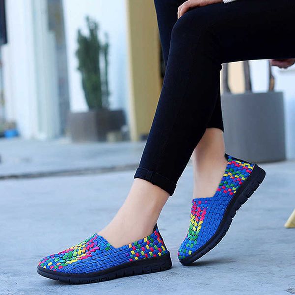 

dress shoes women's casual shoes summer new breathable woven shoes ladies lightweight mesh sneakers mokassin fashion flat shoes plus si, Black