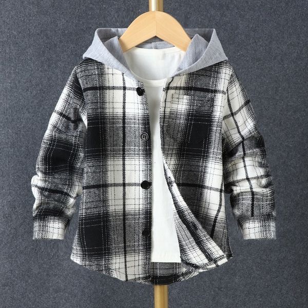 

jackets spring fall kids for boys fashion clothes plaid hooded coats toddler jacket cool baby 06y 230310, Blue;gray