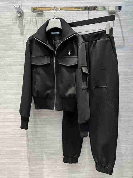 

women's tracksuits designer 2023 spring stand collar long sleeve panelled coats brand same style milan runway sets mwtn, Gray