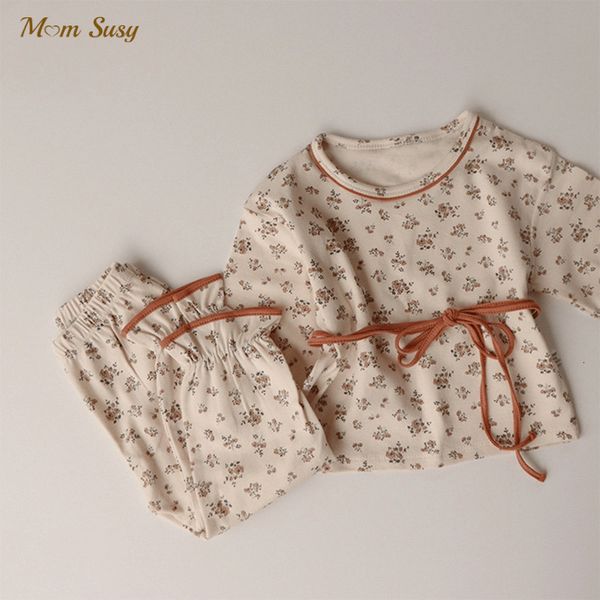 

pajamas baby girl boy pure cotton floral pajamas clothes set 2pcs infant toddler long sleeve sleepwear baby bodysuit home suit 1-5y 230310, Blue;red