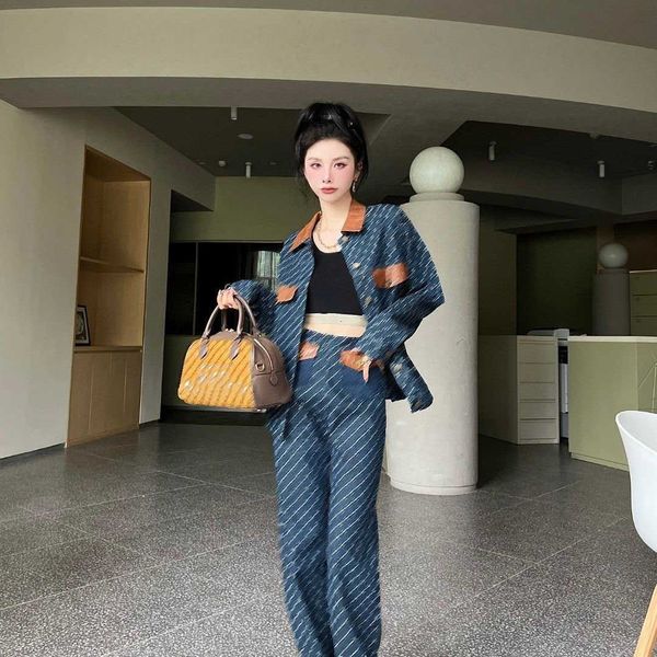 

23ss designer brand tracksuit womens high-quality denim jacket denim trousers suit fashion versatile womens clothing a1, White