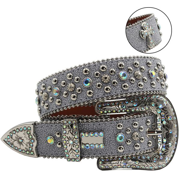 

punk bb rhinestone simon crystal studded diamond belt luxury brand vintage western cowgirl cowboy rhinestones bling bling belts for women, Black;brown