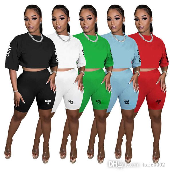 

2023 summer clothing women tracksuits designer letter printed short sleeve t-shirt crop and shorts two piece sets outfits, Gray