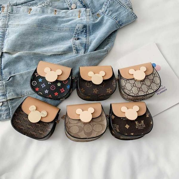 

kids designer bags girls cartoon cute mini bag children floral letter change purse ins girl animal style printed chain messenger bag s416, Black