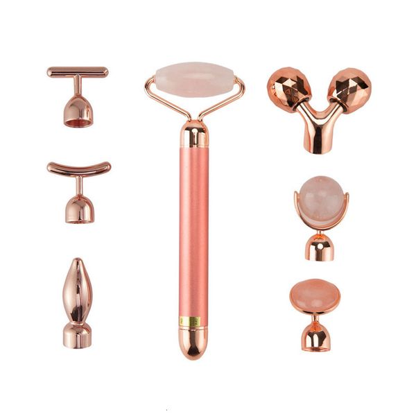 

face massager 24k gold beauty bar electric vibrating rose quartz 3d roller lifting body gua sha jade 230309