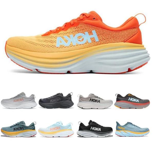 

hoka bondi 8 and clifton carbon running shoes lightweight stylish and comfy sneakers for men and women