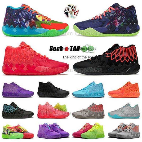 

2023lamelo shoes new lamelo ball la melo basketball shoes 2022 new fashion mens mb 01 mb1 mlamelos rick and morty green red metallic goldlam, Black