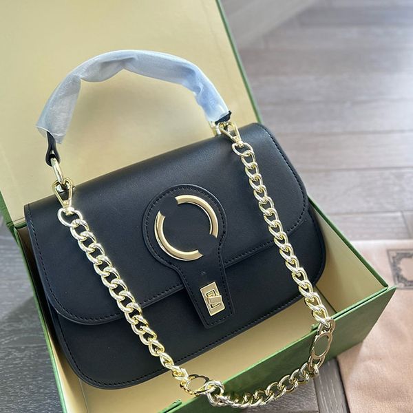 

chain shoulder bag flap messenger purse handle vintage totes women handbags crossbody bags round interlocking letter clasp adjustable remova