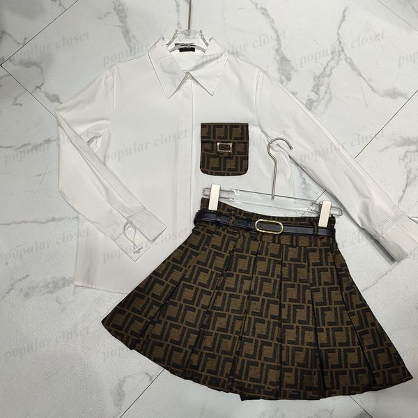 

skirts women two piece sets blouse pleated skirt luxurys skirt suit jacket stick drill letter ladies two brown black sml