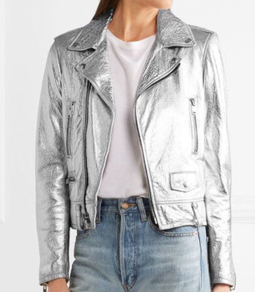 

women's jackets real leather jackets for women spring autumn winter female moto biker sheepskin genuine coats white black silver a218 2, Black;brown
