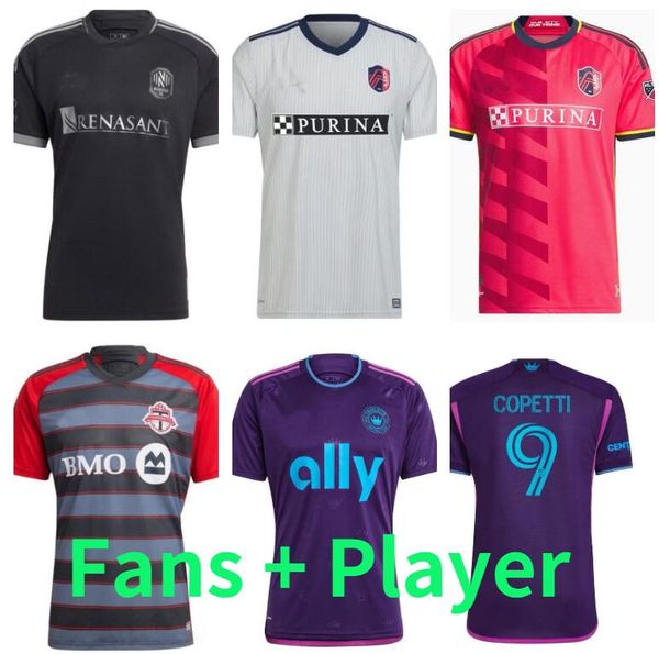 

23 24 charlotte fc st.  ouis city soccer jerseys nashville sc toronto 2023 home away klauss blom lowen parker 26st louis''red&#03, Black;yellow