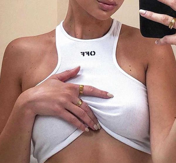 

women's t-shirt fsda summer 2020 white women crop embroidery off shoulder black tank casual sleeveless backless shirts2023