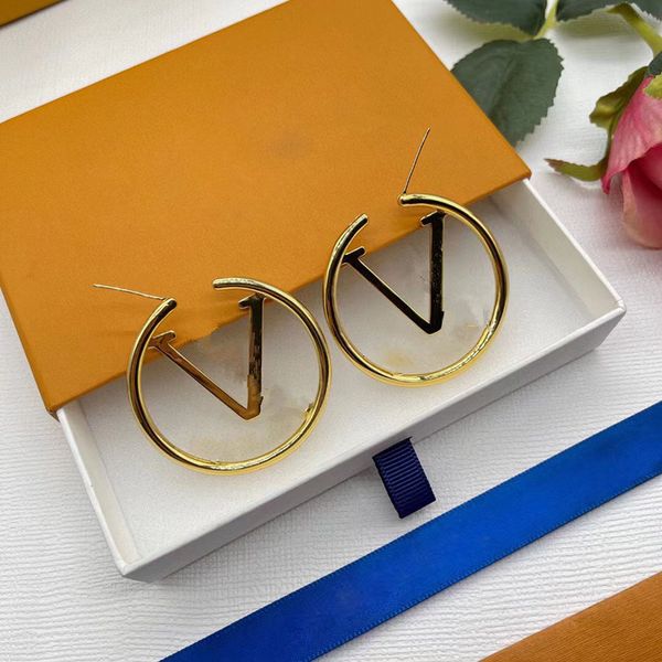 

luxury designer earrings fashion gold hoop earrings lady women party earring wedding lovers gift engagement jewelry for bride, Golden;silver