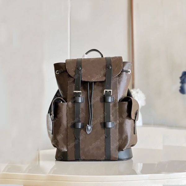 

fashion old flower backpack designer drawstring clamshell genuine leather backpack large capacity travel bag men's and women's sam