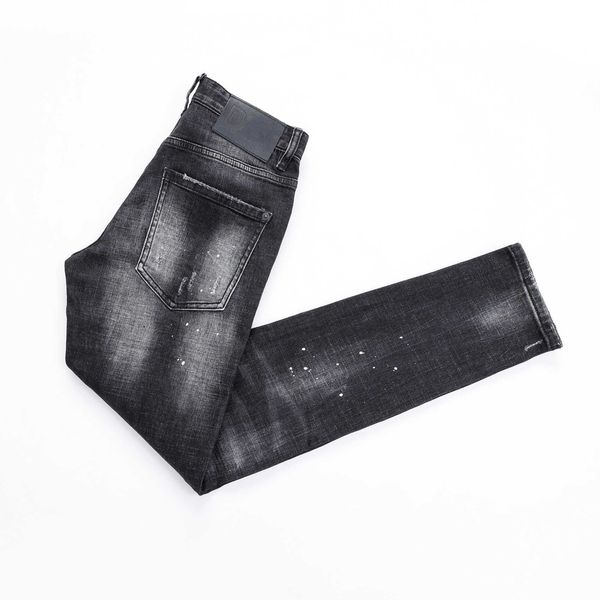 

2023 men's jeans pants jeans for spring and autumn broken hole true brand, Blue