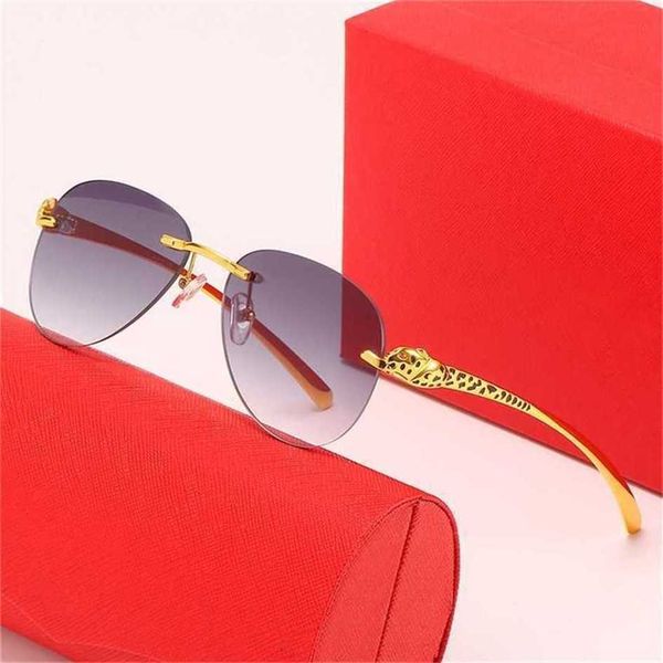 

sunglasses new leopard head frameless men's and women's sunglasses fashion trend sunglasses pilot toad glasseskajia 2023, White;black