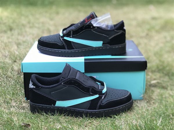 

2023 basketball shoes jumpman 1 low og fragment black x tiffany designer mens woman sports sneakers size us4-13