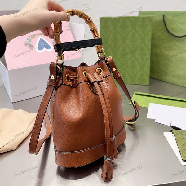 

classic Handbag designer bags luxury crossbody bag bucket bag vintage shoulder bags fashion leather handbags Letter purse ladies tote bag, Brown